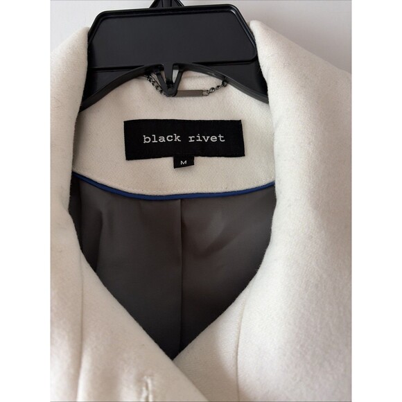 BLACK RIVET WHITE PEA COAT DOUBLE BREASTED Excellent Condition Size medium - Picture 3 of 4
